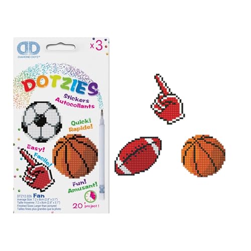 Diamond Dotz DTZ12-026 Diamond Dotzies Sticker Set Fan, 3 glitzernde Aufkleber zum Selbstgestalten und Verzieren, ideal für Kinder und Anfänger von DIAMOND DOTZ