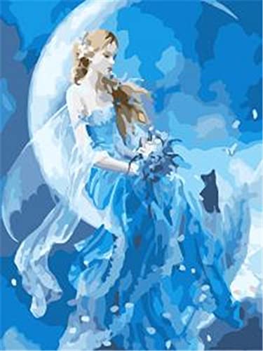 Diamond Painting Set, Bild mit Motiv Frau im Mond und Zubehör, Größe ca. 35 x 25 cm, Bastelset zum Malen mit Glitzersteinchen für Kinder ab 5 Jahren Diamond Painting Set, Bild mit Motiv Frau im Mond und Zubehör, Größe ca. 35 x 25 cm, Bastelset zum Malen mit Glitzersteinchen für Kinder ab 5 Jahren von Pracht Creatives Hobby