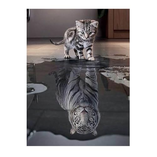 Diamond Painting Set, Bild mit Motiv Katze mit Tiger und Zubehör, Bastelset zum Malen mit Glitzersteinchen, für Kinder ab 5 Jahren Diamond Painting Set, Bild mit Motiv Katze mit Tiger und Zubehör, Bastelset zum Malen mit Glitzersteinchen, für Kinder ab 5 Jahren von Pracht Creatives Hobby