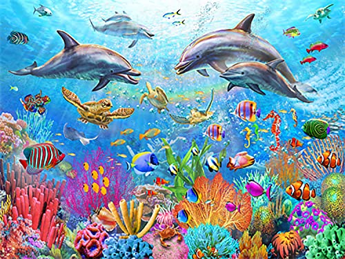 Diamond Painting Set, Bild mit Motiv Korallenriff und Zubehör, Größe ca. 44 x 33 cm, Bastelset zum Malen mit Glitzersteinchen für Kinder ab 5 Jahren von Pracht Creatives Hobby