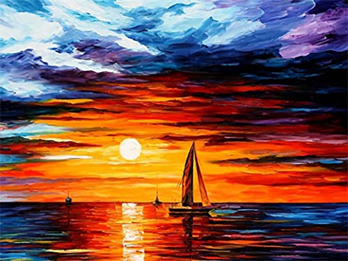 Diamond Painting Set, Bild mit Motiv Segelschiff im Sonnenuntergang und Zubehör, Größe ca. 35 x 25 cm, Bastelset zum Malen mit Glitzersteinchen für Kinder ab 5 Jahren Diamond Painting Set, Bild mit Motiv Segelschiff im Sonnenuntergang und Zubehör, Größe ca. 35 x 25 cm, Bastelset zum Malen mit Glitzersteinchen für Kinder ab 5 Jahren von Pracht Creatives Hobby