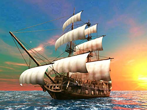 Diamond Painting Set, Bild mit Motiv Segelschiff und Zubehör, Größe ca. 35 x 25 cm, Bastelset zum Malen mit Glitzersteinchen für Kinder ab 5 Jahren Diamond Painting Set, Bild mit Motiv Segelschiff und Zubehör, Größe ca. 35 x 25 cm, Bastelset zum Malen mit Glitzersteinchen für Kinder ab 5 Jahren von Pracht Creatives Hobby