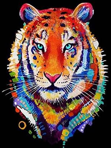 Diamond Painting Set, Bild mit Motiv Tiger und Zubehör, Größe ca. 35 x 25 cm, Bastelset zum Malen mit Glitzersteinchen für Kinder ab 5 Jahren von Pracht Creatives Hobby