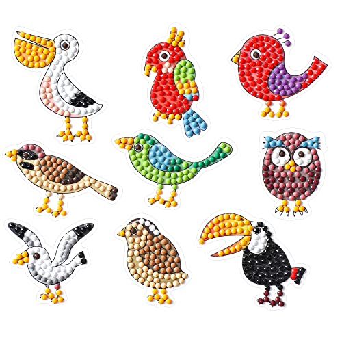 Diamond Painting Stickerset, Motiv Lustige Vögel, Bastelset zum Gestalten von Aufklebern mit Glitzersteinchen, für Kinder ab 5 Jahren von Pracht Creatives Hobby