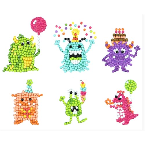 Pracht Creatives Hobby Diamond Painting Stickerset, Motiv Monster, Bastelset zum Gestalten von Aufklebern mit Glitzersteinchen, für Kinder ab 5 Jahren von Pracht Creatives Hobby