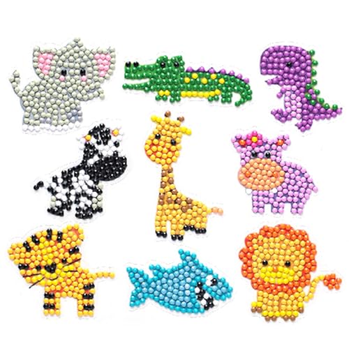 Diamond Painting Stickerset, Motiv Zootiere, Bastelset zum Gestalten von Aufklebern mit Glitzersteinchen, für Kinder ab 5 Jahren von Pracht Creatives Hobby