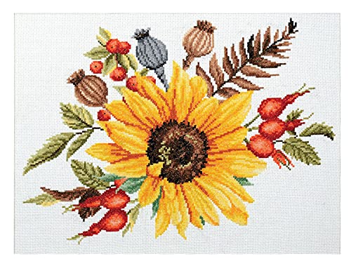 Ladybird Stickset Autumn Bouquet, Kreuzstich-Set ca. 34 x 25,6 cm, Komplett-Set für ein eckiges Stickbild, handwerkliches Hobby für Erwachsene und Kinder ab 8 Jahren von Pracht Creatives Hobby