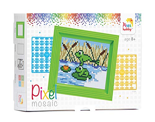 Pracht Creatives Hobby Pixel P31264 Mosaik Geschenkverpackung Frösche, Pixelbild mit Rahmen, kinderleichtes Stecksystem, ohne Bügeln und Kleben, Steinchen aus Biokunststoff von Pracht Creatives Hobby