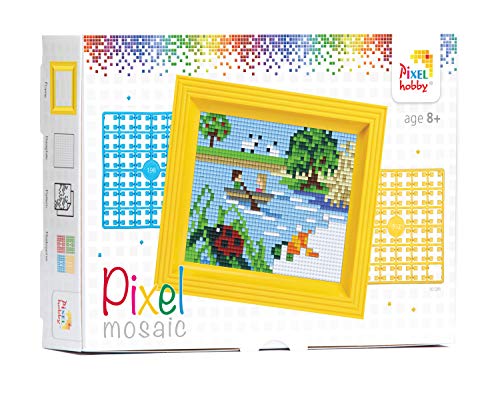 Pixel P31267 Mosaik Geschenkverpackung Seelandschaft, Pixelbild mit Rahmen, kinderleichtes Stecksystem, ohne Bügeln und Kleben, Steinchen aus Biokunststoff von Pracht Creatives Hobby
