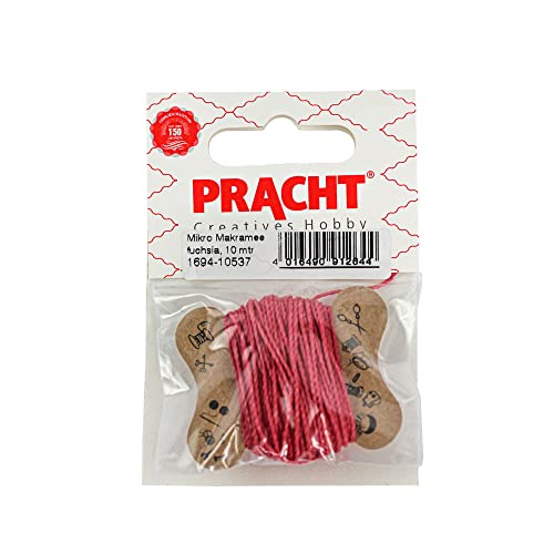 Pracht Creatives Hobby 1694-10537 Mikro Makramee, gewachstes Polyester-Garn 1 mm im Farbton Fuchsia, Länge ca. 10 m, ideal für Bastel-Projekte, zur Schmuckherstellung und Dekoration von Pracht Creatives Hobby