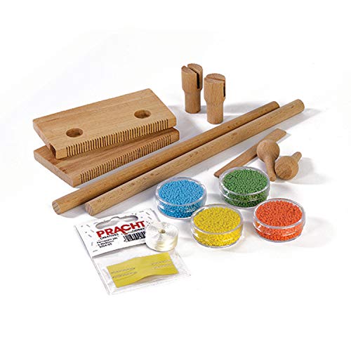 Pracht Creatives Hobby 3331-00 Webrahmen aus Holz, zum Perlenfädeln, zerlegt, mit Perlen (Rocailles), Nylonfaden, Nadel und Anleitung, zum Weben von Armbändern von Pracht Creatives Hobby