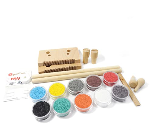 Pracht Creatives Hobby 3331-11 Webrahmen aus Holz, zum Perlenfädeln, zerlegt, mit Perlen (Rocailles), Nylonfaden, Nadel und Anleitung, zum Weben von Armbändern von Pracht Creatives Hobby