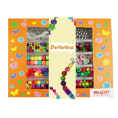Pracht Creatives Hobby 4800-11111 - DIY Bastelset mit bunten Kunststoffperlen in verschiedenen Designs, mit Zubehör, Perlen-Set zum Herstellen von Schmuck von Pracht Creatives Hobby