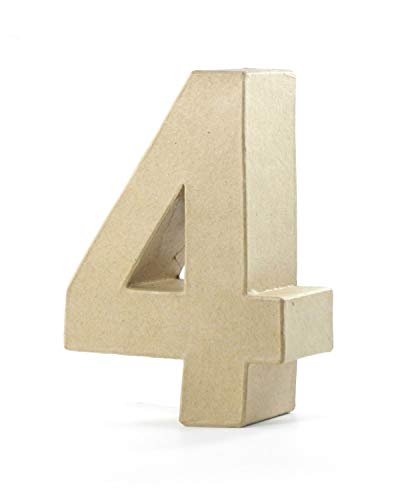 Pracht Creatives Hobby 4876-10041 Papp Art Zahl 4, Pappzahl ca. 10 x 3 cm groß, ideal zum Bemalen, Bekleben und Verzieren, für Serviettentechnik geeignet, als dekorativer Schriftzug von Pracht Creatives Hobby