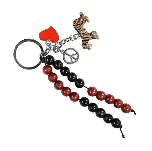 Pracht Creatives Hobby 5936-12035 Rechenkette zum Selbstgestalten, mit Schlüsselanhänger, Tiger schwarz-dunkelrot, Bastelset mit 20 Rechenperlen, als Geschenk zur Einschulung, für die Zuckertüte von Pracht Creatives Hobby