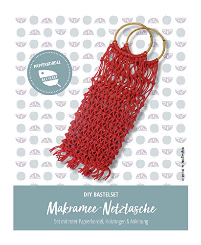 Pracht Creatives Hobby 5953-60241 Bastelset zum Gestalten einer Makramee-Netztasche, Komplettset mit roter recycelter Papierkordel, Holzringen und Anleitung Pracht Creatives Hobby 5953-60241 Bastelset zum Gestalten einer Makramee-Netztasche, Komplettset mit roter recycelter Papierkordel, Holzringen und Anleitung von Pracht Creatives Hobby