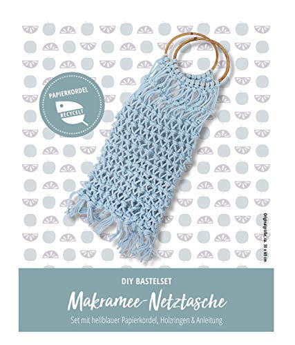 Pracht Creatives Hobby 5953-60441 Bastelset zum Gestalten einer Makramee-Netztasche, Komplettset mit hellblauer recycelter Papierkordel, Holzringen und Anleitung Pracht Creatives Hobby 5953-60441 Bastelset zum Gestalten einer Makramee-Netztasche, Komplettset mit hellblauer recycelter Papierkordel, Holzringen und Anleitung von Pracht Creatives Hobby