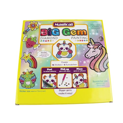 Diamond Painting Box Magical, für 12 Sticker und 2 Fensterbilder mit magischen Motiven, Bastelset zum Malen mit Glitzersteinen, für Kinder ab 8 Jahren von Pracht Creatives Hobby