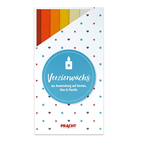 Pracht Creatives Hobby 7050-075 Verzierwachsplatten Orange-Mix, 6 halbe Platten, ca. 200 x 50 x 0,5 mm, Wachsplatten zum Modellieren und Verzieren von Kerzen von Pracht Creatives Hobby