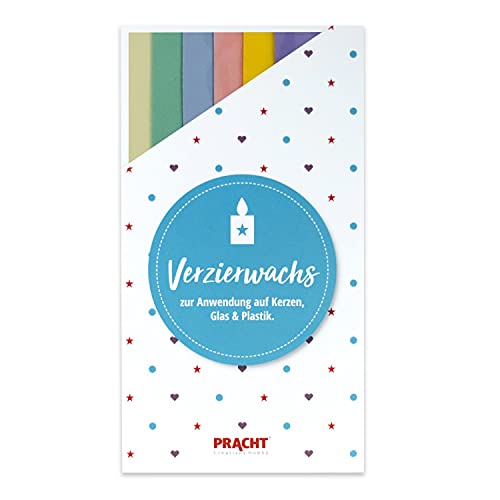 Pracht Creatives Hobby 7050-517 Verzierwachsplatten Pastell-Mix, 6 halbe Platten, ca. 200 x 50 x 0,5 mm, Wachsplatten zum Modellieren und Verzieren von Kerzen von Pracht Creatives Hobby