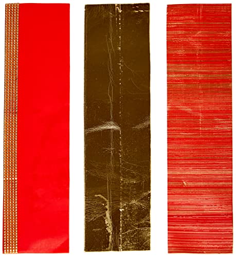 Pracht Creatives Hobby 7074-20245 Verzierwachsplatten Mix rot / gold, 3 halbe Wachsplatten, ca. 200 x 50 x 0,5 mm und ein Wachsstreifen, zum Modellieren und Verzieren von Kerzen von Pracht Creatives Hobby