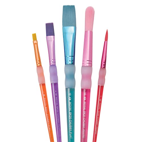 Royal & Langnickel - Pinselset für Kinder, Nylon Pinsel in 5 Größen, mehrfarbig, 3 Rund- und 3 Flachpinsel mit Soft-Touch Gummierung zum kreativen Zeichnen und Malen von Pracht Creatives Hobby