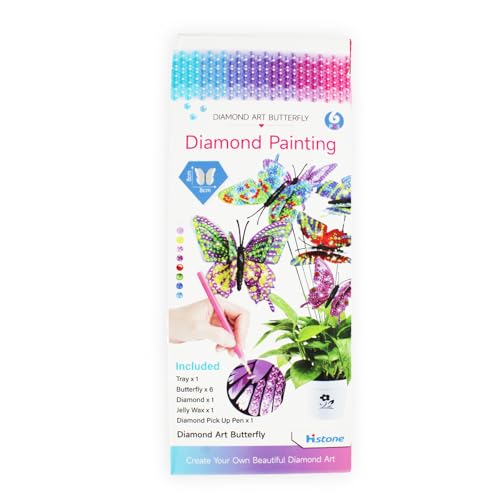 Pracht Creatives Hobby - Diamond Painting Blumenstecker Schmetterling, 6 Stück, Größe ca. 8 x 8 cm, für draußen und drinnen, Deko für Blumen, Basteln für Kinder von Pracht Creatives Hobby