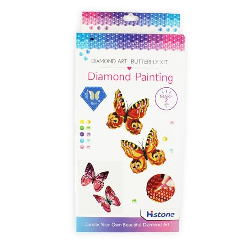 Pracht Creatives Hobby - Diamond Painting Schmetterling mit Magnet, Rosa, 2 Stück, Größe ca. 12 x 9 cm, zum Anheften an Kühlschränken oder Magnettafeln von Pracht Creatives Hobby