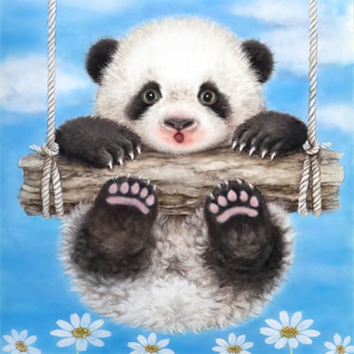 Diamond Painting Set, Bild mit Motiv Panda und Zubehör, Bastelset zum Malen mit Glitzersteinchen, für Kinder ab 5 Jahren von Pracht Creatives Hobby