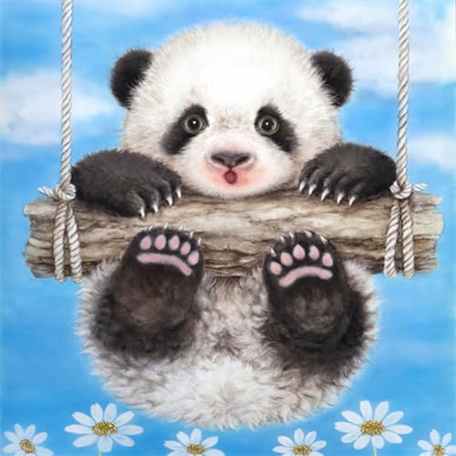 Pracht Creatives Hobby Diamond Painting Set, Bild mit Motiv Panda und Zubehör, Bastelset zum Malen mit Glitzersteinchen, für Kinder ab 5 Jahren von Pracht Creatives Hobby