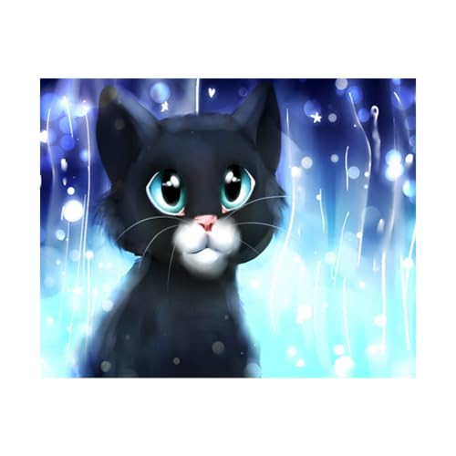 Diamond Painting Set, Bild mit Motiv schwarze Katze und Zubehör, Bastelset zum Malen mit Glitzersteinchen, für Kinder ab 5 Jahren von Pracht Creatives Hobby