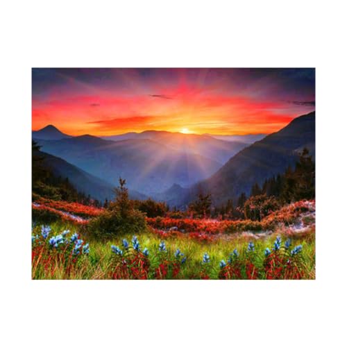 Diamond Painting Set, Bild mit Motiv Sonnenaufgang und Zubehör, Bastelset zum Malen mit Glitzersteinchen, für Kinder ab 5 Jahren Diamond Painting Set, Bild mit Motiv Sonnenaufgang und Zubehör, Bastelset zum Malen mit Glitzersteinchen, für Kinder ab 5 Jahren von Pracht Creatives Hobby