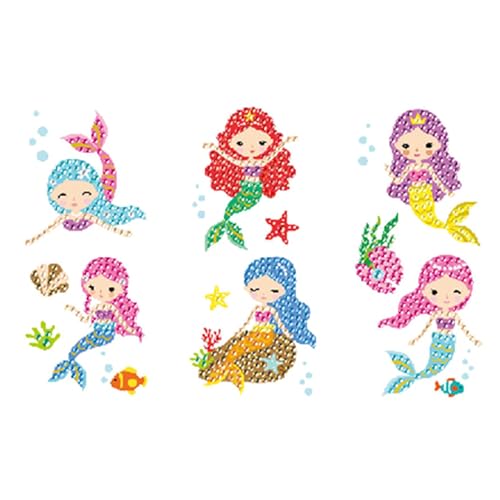 Diamond Painting Stickerset, Motiv Meerjungfrauen, Bastelset zum Gestalten von Aufklebern mit Glitzersteinchen, für Kinder ab 5 Jahren Diamond Painting Stickerset, Motiv Meerjungfrauen, Bastelset zum Gestalten von Aufklebern mit Glitzersteinchen, für Kinder ab 5 Jahren von Pracht Creatives Hobby