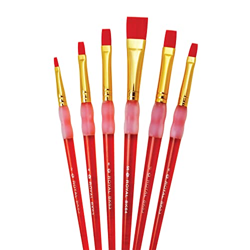 Royal & Langnickel - Flachpinselset für Kinder, Synthetik Pinsel in 6 Größen, rot gefärbt, mit flachen Borsten und Soft-Touch-Gummierung für Schattierungen und großflächiges Malen Royal & Langnickel - Flachpinselset für Kinder, Synthetik Pinsel in 6 Größen, rot gefärbt, mit flachen Borsten und Soft-Touch-Gummierung für Schattierungen und großflächiges Malen von Pracht Creatives Hobby