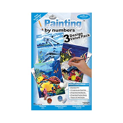 Royal & Langnickel - Malen nach Zahlen Leben im Ozean, 3er Set, enthält Farben und Pinsel, für Erwachsene und Kinder ab 8 Jahren von Pracht Creatives Hobby