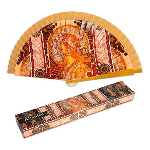 Faltbarer Fächer aus Baumwollstoff auf Holz, Kollektion (Klimt Mucha) von PracticDomus