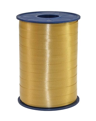 Präsent C.E. PATTBERG Geschenkband Gold, 250 Meter Ringelband 10 mm zum Basteln, Dekorieren & Verpacken von Geschenken zu jedem Anlass von PRÄSENT