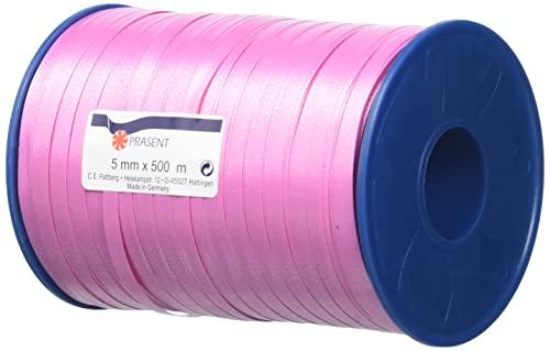C.E. PATTBERG Geschenkband pink, 500 Meter Ringelband 5 mm zum Basteln, Dekorieren & Verpacken von Geschenken zu jedem Anlass von PRÄSENT