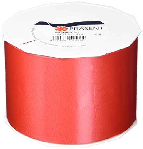 C.E. PATTBERG Geschenkband rot, 91 Meter Ringelband 90 mm zum Basteln, Dekorieren & Verpacken von Geschenken zu jedem Anlass von PRÄSENT
