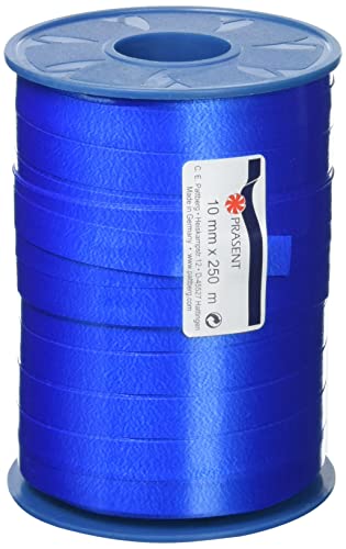 C.E. PATTBERG Geschenkband royalblau, 250 Meter Ringelband 10 mm zum Basteln, Dekorieren & Verpacken von Geschenken zu jedem Anlass von PRÄSENT