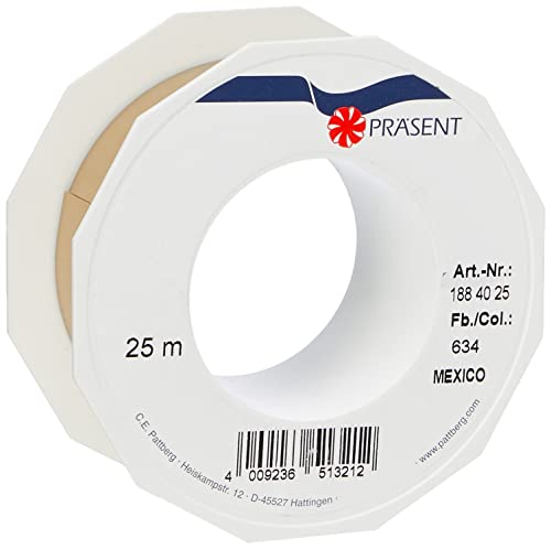 Präsent C.E. Pattberg Mexico Geschenkband metallic Gold, 25 m Ringelband zum Einpacken von Geschenken, 40 mm Breite, Zubehör zum Dekorieren & Basteln, Dekoband, Anlass von PRÄSENT