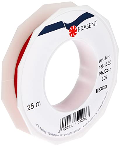 Präsent C.E. Pattberg Mexico Geschenkband metallic rot, 25 m Ringelband zum Einpacken von Geschenken, 15 mm Breite, Zubehör zum Dekorieren & Basteln, Dekoband, Anlass Präsent C.E. Pattberg Mexico Geschenkband metallic rot, 25 m Ringelband zum Einpacken von Geschenken, 15 mm Breite, Zubehör zum Dekorieren & Basteln, Dekoband, Anlass von Präsent