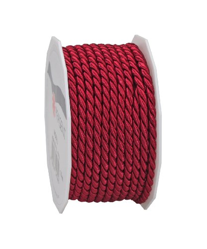 Präsent C.E. Pattberg Mosel Kordel Bordeaux (rot), 25 m geflochtene Schnur für Geschenke, Päckchen, 4 mm Breite, Zubehör zum Dekorieren und Basteln, reißfestes Dekoband von Präsent