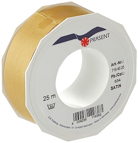 Präsent C.E. Pattberg Satin Gold, 25 m Satinband zum Einpacken von Geschenken, 40 mm Breite, Geschenkband zum Dekorieren & Basteln, Dekoband, Anlass Präsent C.E. Pattberg Satin Gold, 25 m Satinband zum Einpacken von Geschenken, 40 mm Breite, Geschenkband zum Dekorieren & Basteln, Dekoband, Anlass von Präsent