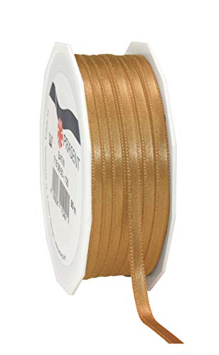 Präsent C.E. Pattberg Satin Gold, 50 m Satinband zum Einpacken von Geschenken, 6 mm Breite, Geschenkband zum Dekorieren & Basteln, Dekoband, Anlass von PRÄSENT