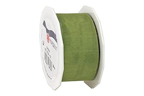 Präsent C.E. Pattberg Sheer Organzaband Olive (grün), 25 m Geschenkband zum Einpacken von Geschenken, 25 mm Breite, Zubehör zum Dekorieren & Basteln, Dekoband von PRÄSENT