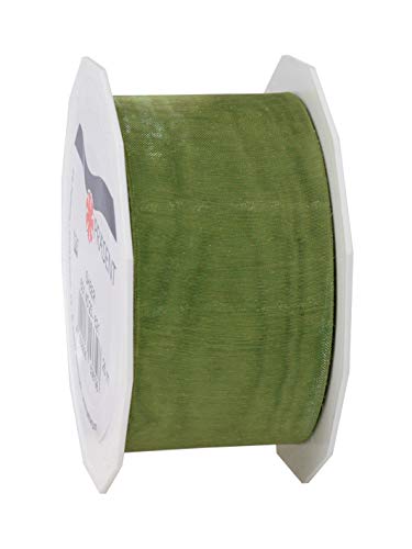 Präsent C.E. Pattberg Sheer Organzaband Olive (grün), 25 m Geschenkband zum Einpacken von Geschenken, 40 mm Breite, Zubehör zum Dekorieren & Basteln, Dekoband von Präsent