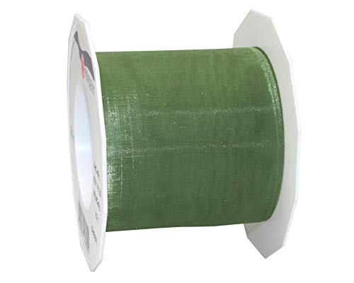 Präsent C.E. Pattberg Sheer Organzaband Olive (grün), 25 m Geschenkband zum Einpacken von Geschenken, 72 mm Breite, Zubehör zum Dekorieren & Basteln, Dekoband von Präsent
