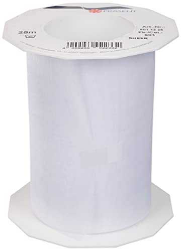 Präsent C.E. Pattberg Sheer Organzaband weiß, 25 m Geschenkband zum Einpacken von Geschenken, 112 mm Breite, Zubehör zum Dekorieren & Basteln, Dekoband von PRÄSENT
