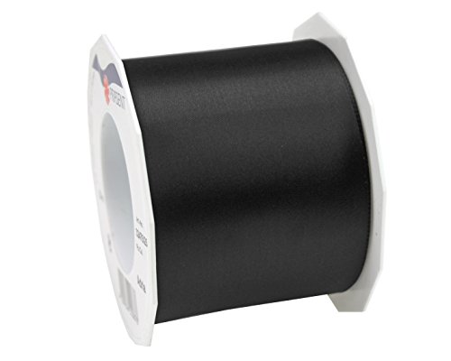 PRÄSENT ADRIA/SATIN schwarz, 25 m Satinband zum Einpacken von Geschenken, 72 mm Breite, Geschenkband zum Dekorieren & Basteln, Dekoband für Präsente, zu jedem Anlass von PRÄSENT